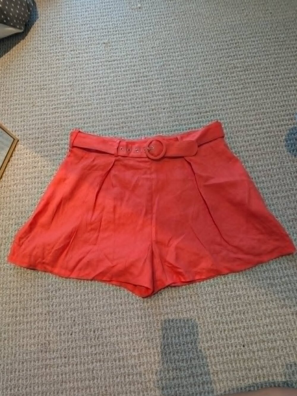 NWT Banana Republic Linen Belted High Rise Shorts Size 14 | Red Poppy